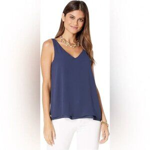 NWT Lilly Pulitzer Reversible Florin Sleeveless V-Neck in True Navy, Small